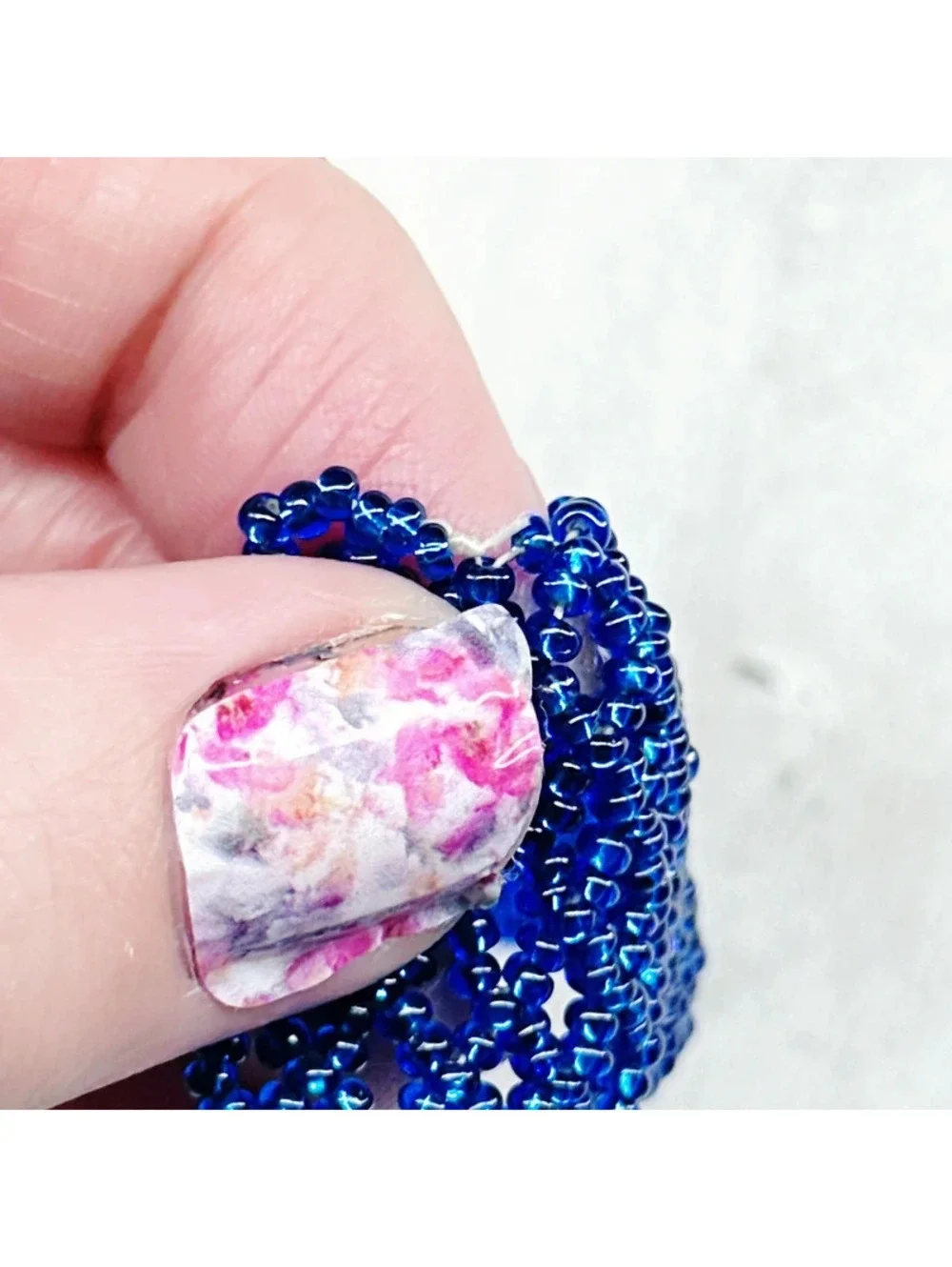 5283mc. Blue Seed Bead Bracelet Handmade